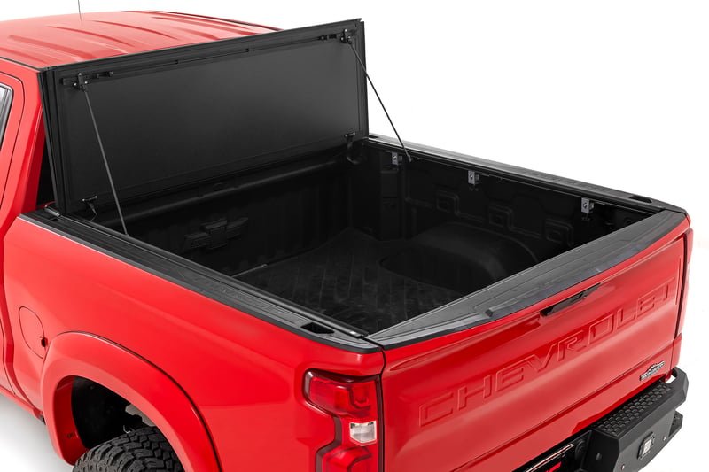 Capser soft tri-fold tonneau cover closed on a Chevy Silverado
